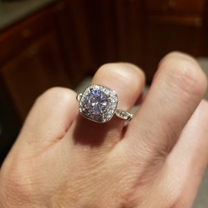 Size 5 .925 & Diamonique engagement/cocktail ring